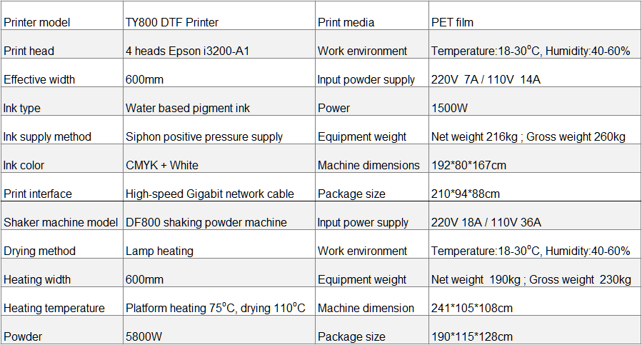 ZLQ TY800 DTF PRINTER